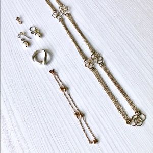 Vintage Jewelry Set Necklace Bracelet Earring Ring